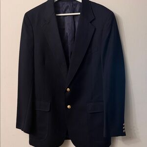 Savile row Elegant Navy Blazer with Gold Accents 💯wool Made in Poland